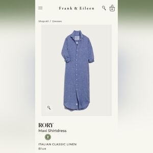 Frank & Eileen Classic Blue Italian Linen Shirt dress size Large